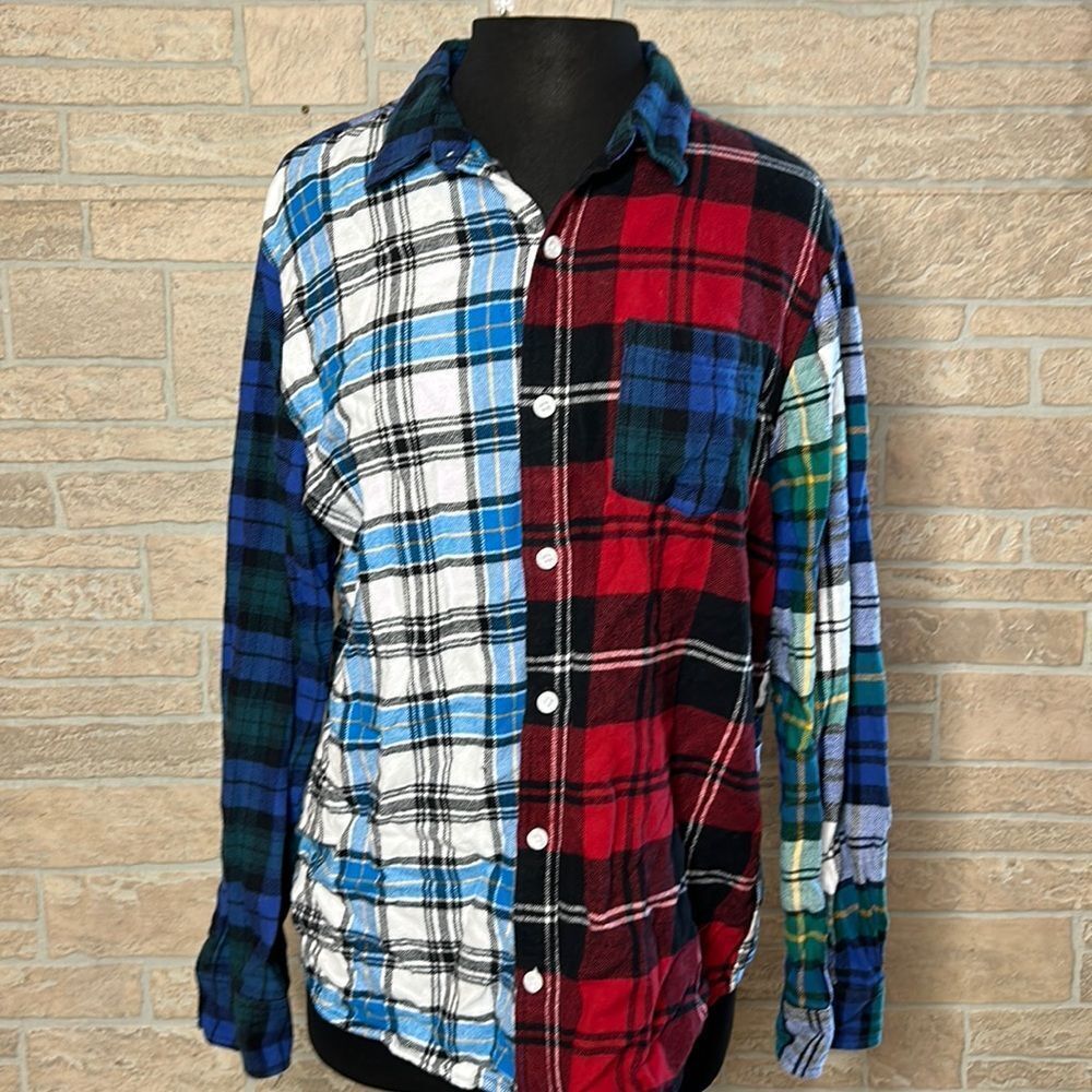 Pac Sun Flannel Button Up Shirt Multicolored 100% Cotton -- Size Medium